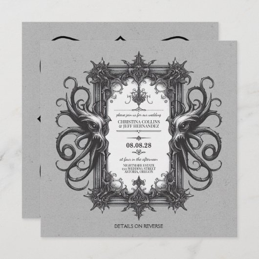 Seeungeheuer mit QR-Code Einladung zum Hochzeitsfe (Vorne/Hinten)