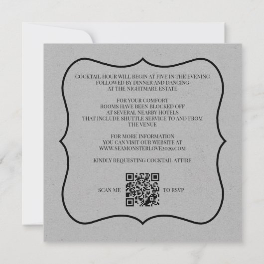 Seeungeheuer mit QR-Code Einladung zum Hochzeitsfe (Rückseite)