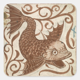 Seeungeheuer (w/c auf Papier) Quadratischer Aufkleber