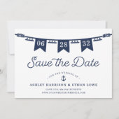 Seeverkehr | Classic Navy Blue Nautical Flags Save The Date (Vorderseite)