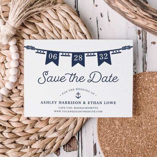 Seeverkehr | Classic Navy Blue Nautical Flags Save The Date