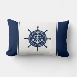 Seeverkehr Nautic, Blue and White, Anchor Lendenkissen