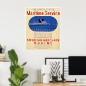 Seeverkehr - Seitenansicht des Schiffes - WPA Poster (Heimbüro)