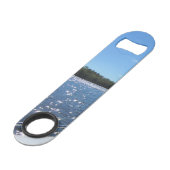 Seevermilions-funkelndes blaues Wasser Speed Flaschenöffner (Vorderseite Schrägansicht)