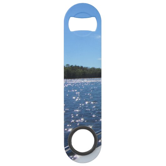 Seevermilions-funkelndes blaues Wasser Speed Flaschenöffner (Rückseite)