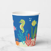 Seevögel Babydusche Danke Pappbecher (Rückseite)