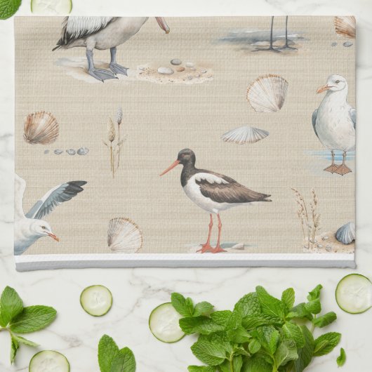 Seevögel Geschirrtuch (Gefaltet)