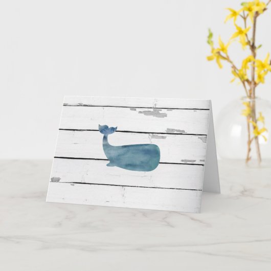 Seewal-Silhouette Shiplap rustikal Karte (Gelbe Blume)