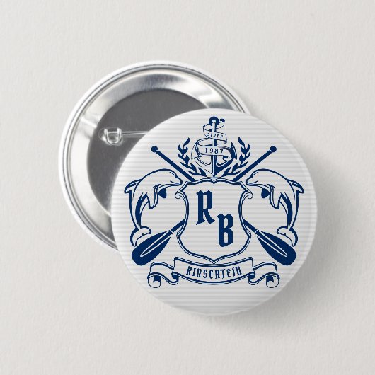 SeeWappen-Delphin-Anker-Ruder-Lorbeer-Schild Button (Vorne & Hinten)