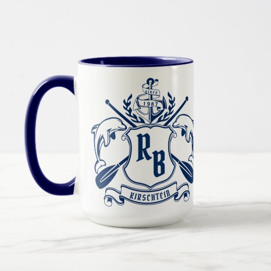 SeeWappen-Delphin-Anker-Ruder-Lorbeer-Schild Tasse (Links)