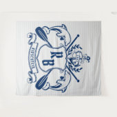 SeeWappen-Delphin-Anker-Ruder-Lorbeer-Schild Wandteppich (Vorderseite (Horizontal))