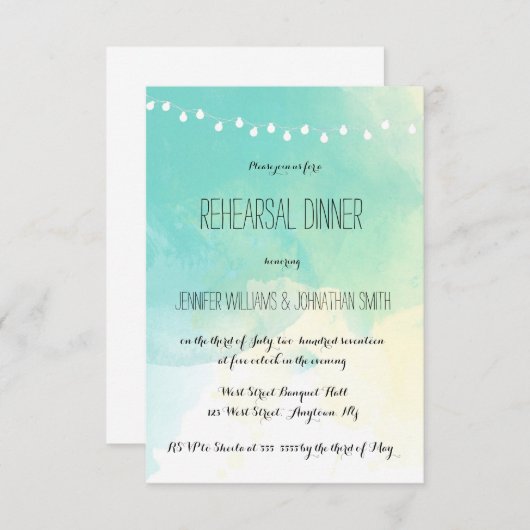 Seewatercolor-Proben-Abendesseneinladungen Einladung (Vorne/Hinten)