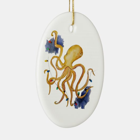 Seeweihnachtskrake mit feenhaftem Licht der Schnur Keramik Ornament (Rechts)