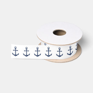 Seeweiß der anker-Muster-Marine- Satinband