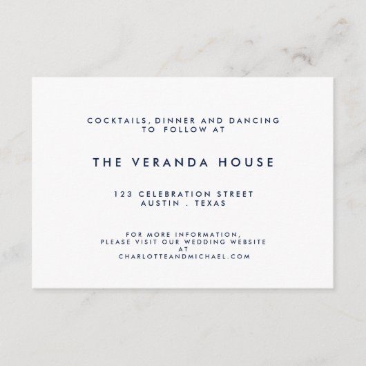 Seeweißer Streifen-moderner Hochzeits-Einsatz der Begleitkarte (Vorderseite)