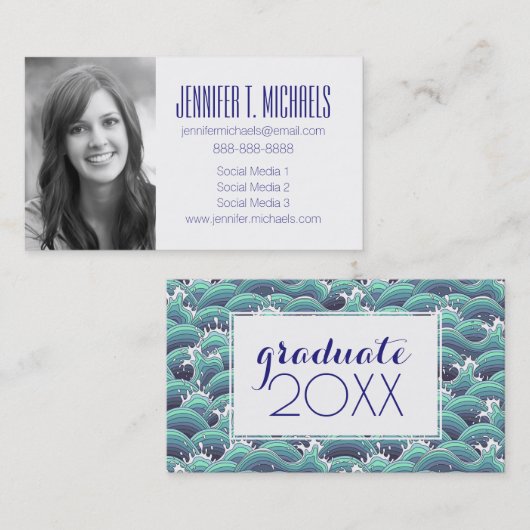 Seewellen-Hintergrund des Foto-Abschluss-| Telefonnummerkarte (Vorne/Hinten)