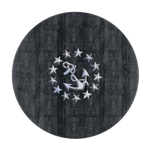 Seeyacht-Flaggen-Chrom-Fahne auf Grill-Druck Schneidebrett (Vorderseite)