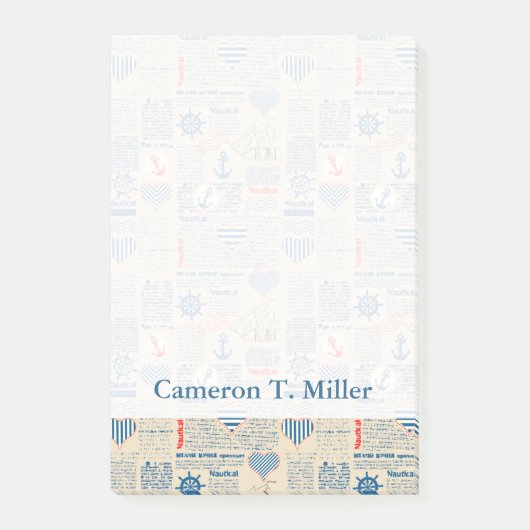 Seezeitungs-Muster | addieren Ihren Namen Post-it Klebezettel (Vorderseite)