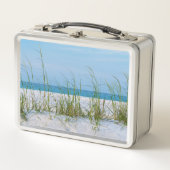 Seeziegel im weißen Sand Metall Brotdose (Vorderseite)