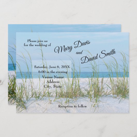 Seeziegel in weißem Sand Einladung (Vorne/Hinten)