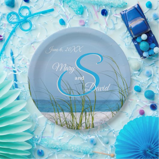 Seeziegel in weißem Sand-Hochzeitsplatten Pappteller (Party)