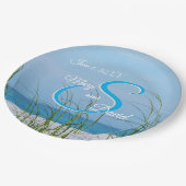 Seeziegel in weißem Sand-Hochzeitsplatten Pappteller (Schrägansicht)