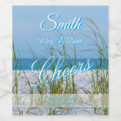 Seeziegel in weißem Sand, Hochzeitswein Weinetikett (Einzelnes Label)