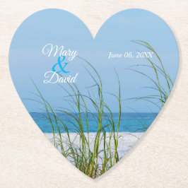 Seeziegel in Weißsand-Hochzeitspapier Untersetzer