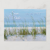 Seeziegel Save the Date in weißem Sand Postkarte (Vorderseite)