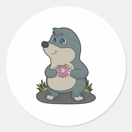 Seezunge mit Donut Runder Aufkleber (Vorderseite)