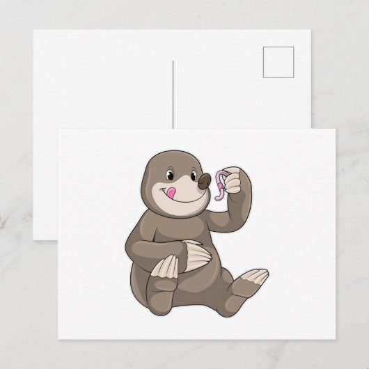 Seezunge mit Erdwurm Postkarte (Vorne/Hinten)