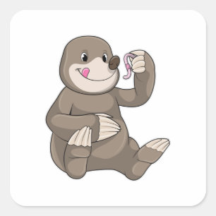 Seezunge mit Erdwurm Quadratischer Aufkleber