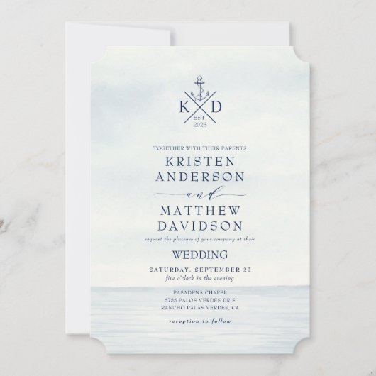 Seezungenhochzeit des Nautischen Ankermonographen Einladung (Vorderseite)