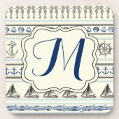 Segel Anchor Nautical Rop Monogram Drink Untersetz Untersetzer (Vorderseite)