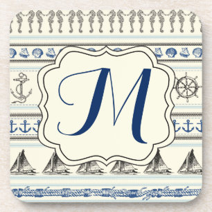 Segel Anchor Nautical Rop Monogram Drink Untersetz Untersetzer