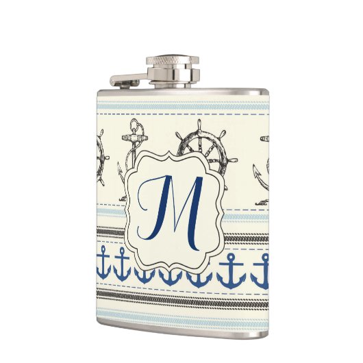 Segel Anchor Nautical Rop Monogram Whiskey Flask Flachmann (Links)