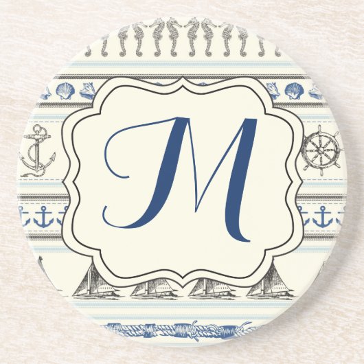 Segel Anchor Nautical Rope Knot Pattern Untersetze Getränkeuntersetzer (Vorne)