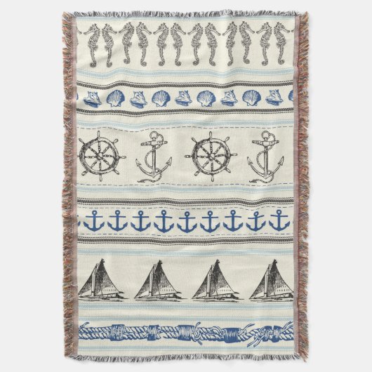 Segel Anchor Nautical Rope Knot Throw Blanket Decke (Vorderseite Vertikal)
