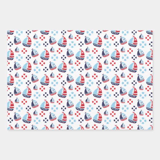 Segel-, Anker- und Walmuster Geschenkpapier Set (Vorderseite)
