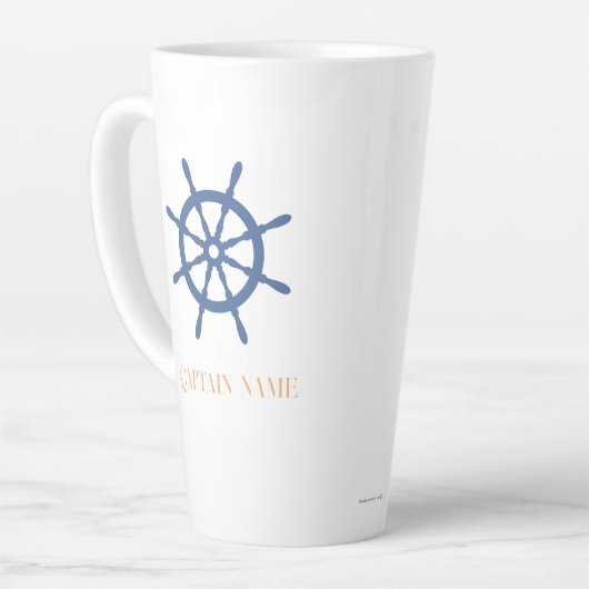 Segel Away Nautical Beach Personalisiert Ship Helm Milchtasse (Linke Ecke)