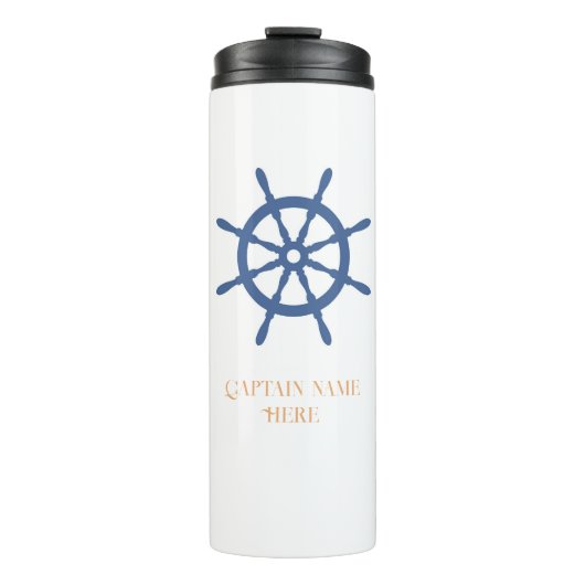 Segel Away Nautical Beach Personalisierter Name Thermosbecher (Vorderseite)