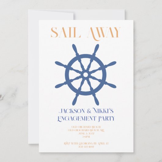 Segel Away Nautical Beach Verlobung Einladung (Vorderseite)