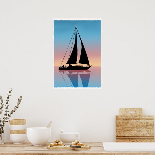 Segel bei Sunset Silhouette Poster (Küche)