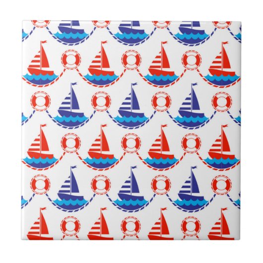 Segel-Boots-Muster Fliese (Vorderseite)