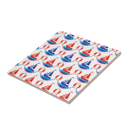 Segel-Boots-Muster Fliese (Seite)