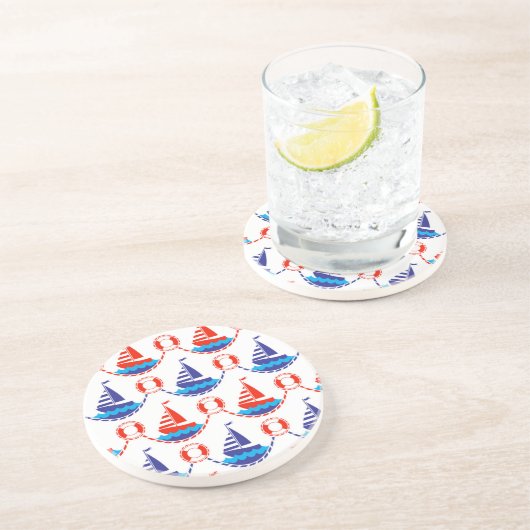 Segel-Boots-Muster Getränkeuntersetzer (Seite)