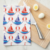Segel-Boots-Muster Küchentuch (Viertel Falte)