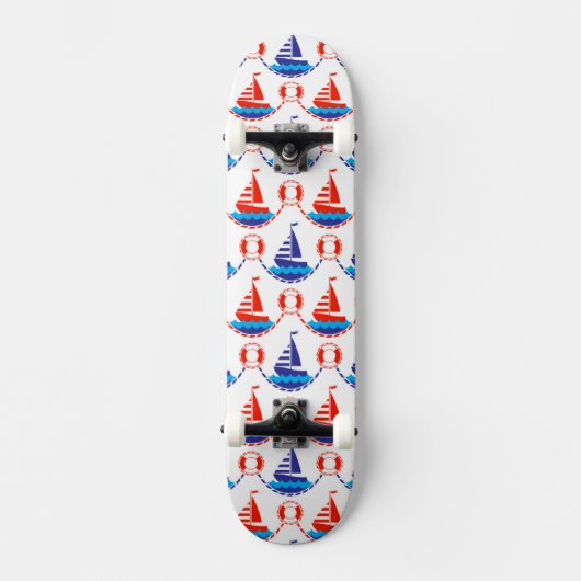 Segel-Boots-Muster Skateboard (Vorderseite)