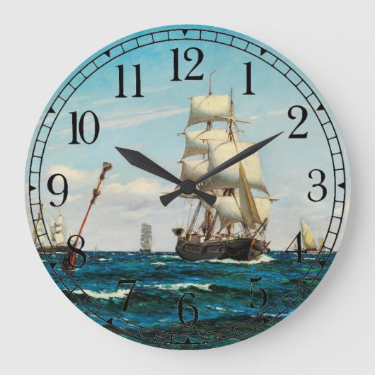 Segel Clipper Tall Ship Wall Clock Große Wanduhr (Vorderseite)