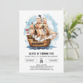 Segel Custom Piratenflagge Pirate Geburtstag Einladung (Stehend Vorderseite)